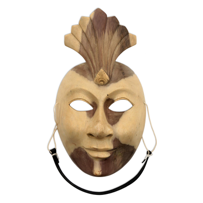 Wood mask, 'Janger Dancer' - Hibiscus Wood Mask from Indonesia