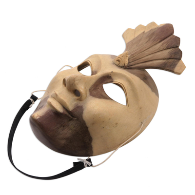 Máscara de madera - Máscara de madera de hibisco de Indonesia