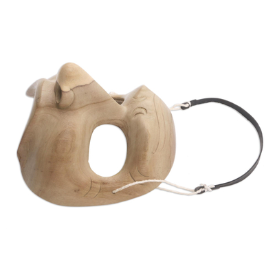 Máscara de madera - Máscara teatral tallada a mano.
