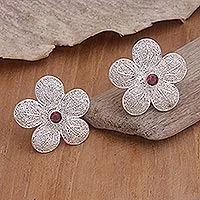 Pendientes de flores granates, 'Love Blossom' - Pendientes de flores granates