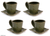 Stoneware cups and saucers, 'Rainforest' (set for 4) - Stoneware cups and saucers (Set for 4)