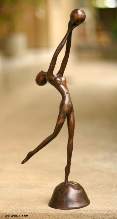 Bronze sculpture - Dancing Gymnast | NOVICA