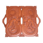 Wood backgammon set, 'Basuki Dragon' - Wood backgammon set