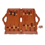 Wood backgammon set, 'Basuki Dragon' - Wood backgammon set