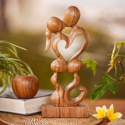 Escultura de madera - Escultura en forma de corazón hecha a mano