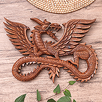 Wood relief panel, 'Flying Dragon'