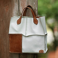 Leather handbag, Urban Safari in White