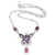 Garnet and amethyst necklace, 'Victorian Butterfly' - Garnet and Amethyst Necklace thumbail