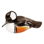 Wood sculpture, 'Hooded Merganser Duck' - Hand Made Wood Sculpture