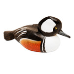 Wood sculpture, 'Hooded Merganser Duck' - Hand Made Wood Sculpture