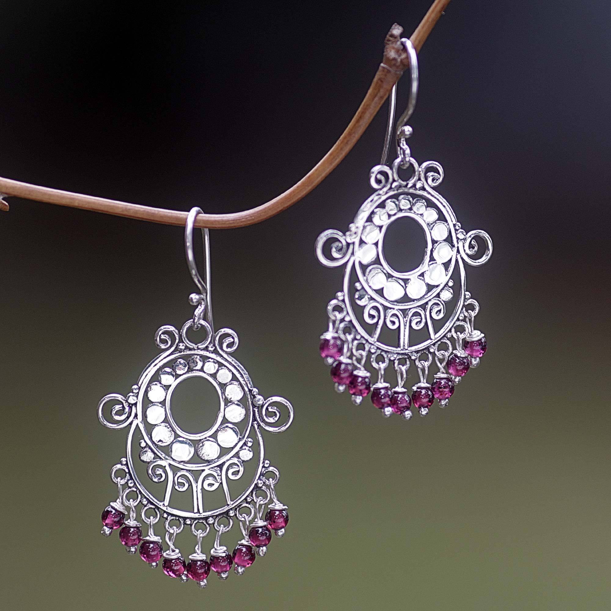 Unicef Uk Market Sterling Silver Garnet Beaded Earrings Bali Fanfare Win 3 Artisans Profit