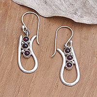 Garnet dangle earrings, 'Peas in a Pod'
