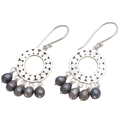 Pendientes candelabro de perlas - Pendientes candelabro de perlas en plata de primera ley