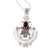 Rainbow moonstone and garnet pendant necklace, 'Arabesque' - Indonesian Sterling Silver and Rainbow Moonstone Necklace thumbail