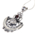 Rainbow moonstone and garnet pendant necklace, 'Arabesque' - Indonesian Sterling Silver and Rainbow Moonstone Necklace (image 2h) thumbail