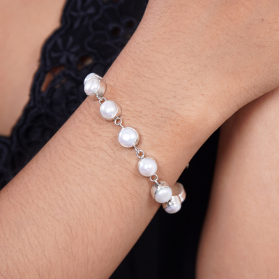 Perlen-Gliederarmband - Gliederarmband aus Sterlingsilber mit Perlen