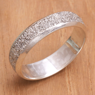 Men's sterling silver ring, 'Raw' - Men's Modern Sterling Silver Band Ring