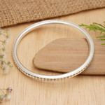 Sterling silver bangle bracelet, 'Moon Silver' - Sterling Silver Bangle Bracelet