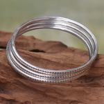 Sterling silver bangle bracelets, 'Moon Silver' (set of 3) - Sterling Silver Bangle Bracelets (Set of 3)
