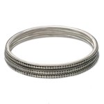 Sterling silver bangle bracelets, 'Moon Silver' (set of 3) - Sterling Silver Bangle Bracelets (Set of 3)