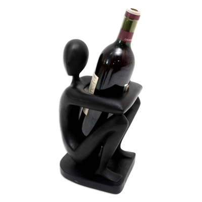 Wood wine bottle holder