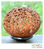 Coconut shell sculpture, 'Papaya Trees' - Unique Coconut Shell Sculpture