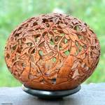 Coconut shell sculpture, 'Papaya Trees' - Unique Coconut Shell Sculpture