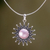 Cultured pearl pendant necklace, 'Pink Sunflower' - Artisan Crafted Floral Sterling Silver and Pearl Necklace (image 2) thumbail