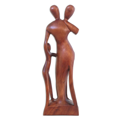 Wood sculpture, 'Family Scene' - Wood Family Sculpture from Indonesia