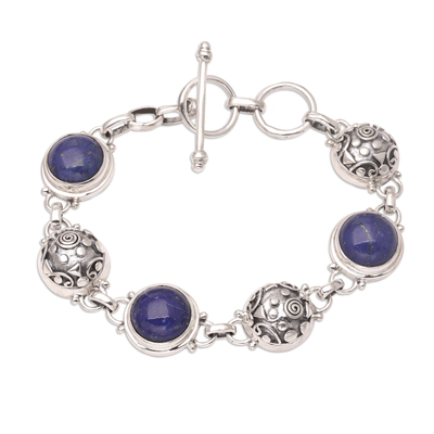 Lapis Lazuli Sterling Silver Link Bracelet