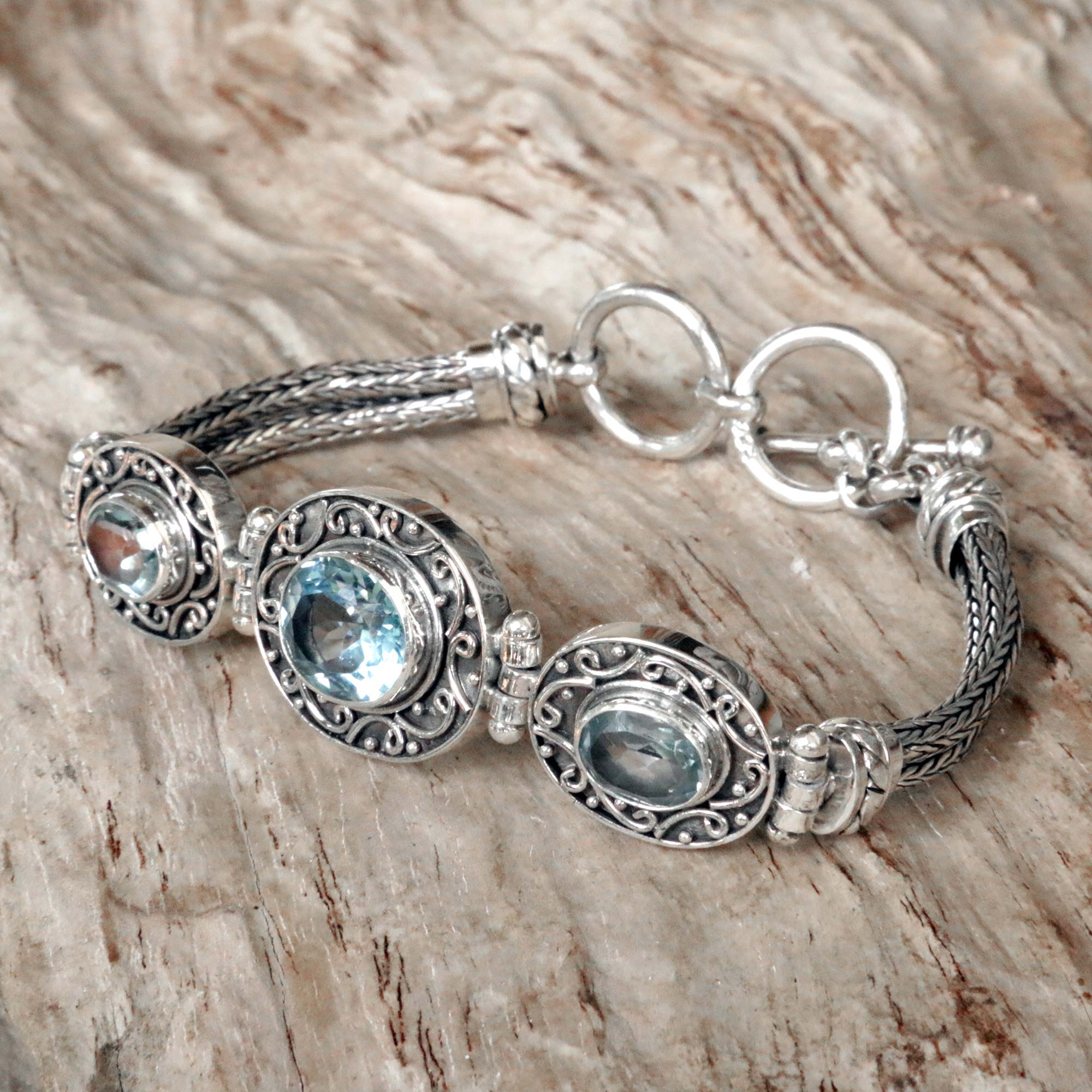 UNICEF Market | Sterling Silver and Blue Topaz Bracelet from Bali ...