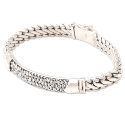 Unique Men's Sterling Silver Link Bracelet - Contemporary Vibe | NOVICA
