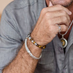 Men's sterling silver wristband bracelet, 'Contemporary Vibe' - Unique Men's Sterling Silver Link Bracelet