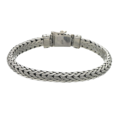 Men's sterling silver bracelet, 'Dragon' - Men's Sterling Silver Chain Bracelet