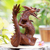 Wood statuette, 'Dancing Dragon II' - Suar Wood Sculpture from Indonesia