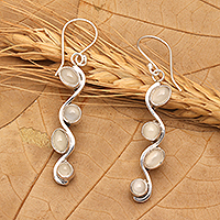 Moonstone dangle earrings, 'Mystical Moon' - Sterling Silver Moonstone Dangle Earrings