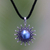 Pearl flower necklace, 'Sunflower Blue' - Handcrafted Floral Sterling Silver and Pearl Necklace (image 2) thumbail