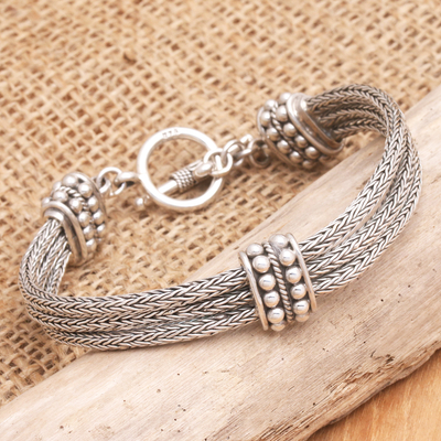 Sterling silver braided bracelet, 'Loyalty' - Sterling Silver Chain Bracelet