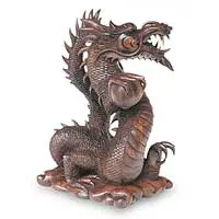 Wood sculpture, 'Dragon with Pearl Ball' - Unique Wood Dragon Sculpture from Indonesia