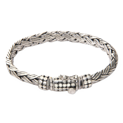 Men's sterling silver bracelet, 'Wisdom' - Men's Sterling Silver Chain Bracelet