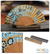 Silk batik fan, 'Golden Paradise' - Handmade Silk Batik Fan