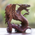 Wood statuette, 'Winged Dragon' - Hand Carved Wood Dragon Sculpture thumbail