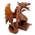 Estatuilla de madera, 'Dragón alado' - Escultura de dragón de madera tallada a mano