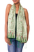 Silk batik scarf, 'Royal Java Green' - Hand Made Floral Silk Batik Scarf thumbail