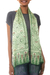 Silk batik scarf, 'Royal Java Green' - Hand Made Floral Silk Batik Scarf (image 2b) thumbail