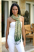 Silk batik scarf, 'Jade Jasmine' - Green Batik Silk Scarf thumbail