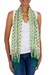 Silk batik scarf, 'Jade Jasmine' - Green Batik Silk Scarf (image 2c) thumbail