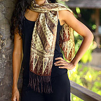 Silk batik scarf, 'Harmony'