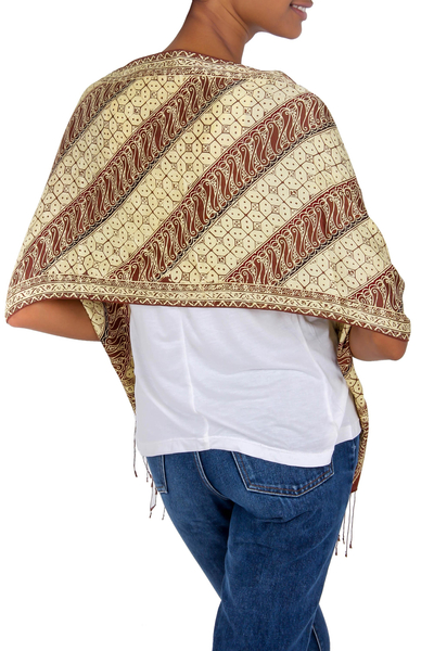 Silk batik scarf, 'Harmony' - Handmade Silk Batik Scarf