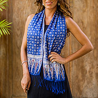 Silk batik scarf, 'Awakening'